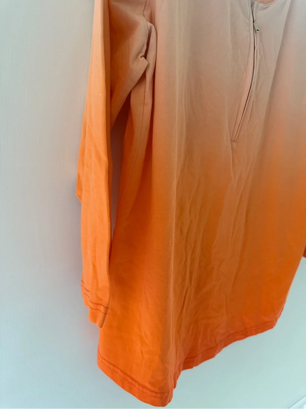 Ralph Lauren Ombre Peach Orange Zip Neck Top Women’s XL 3/4 Sleeve